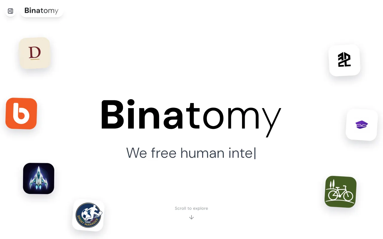 Sito web di Binatomy, piattaforma di intelligenza artificiale, sviluppato da Koral