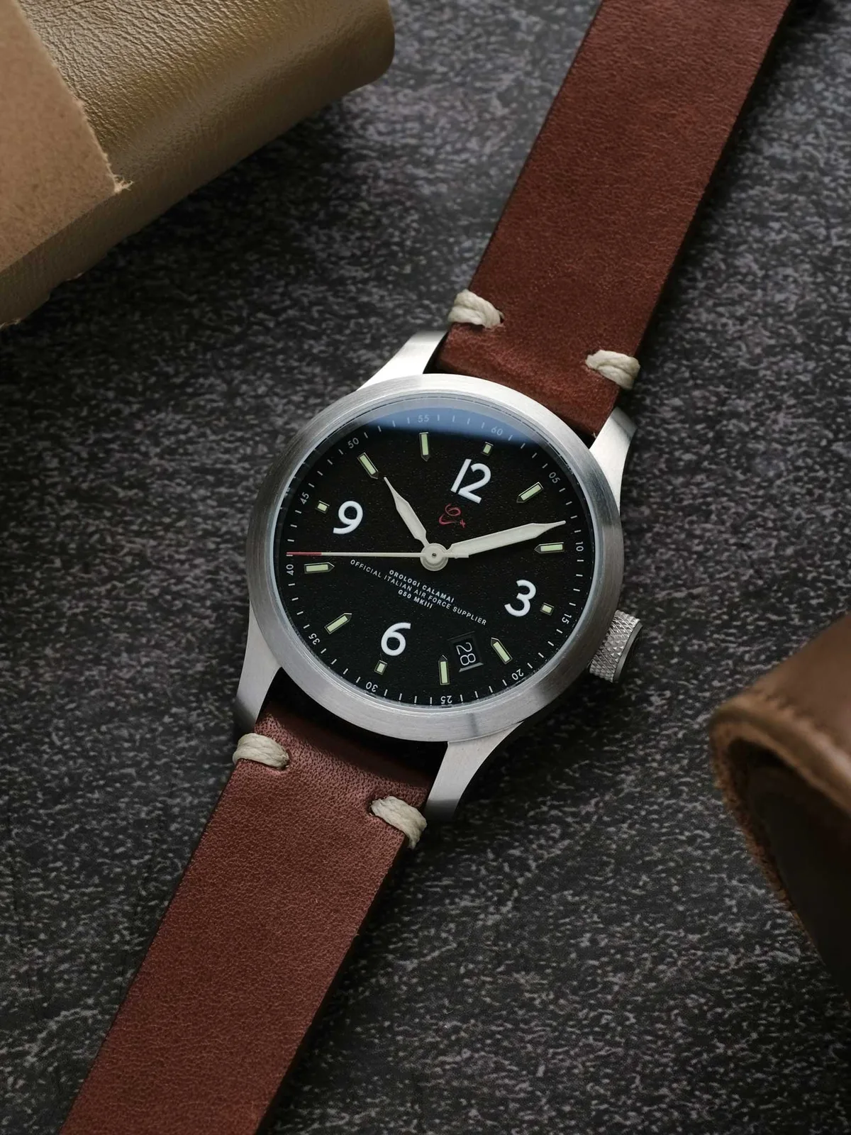 Orologio Calamai MKIII nero, dettaglio del quadrante